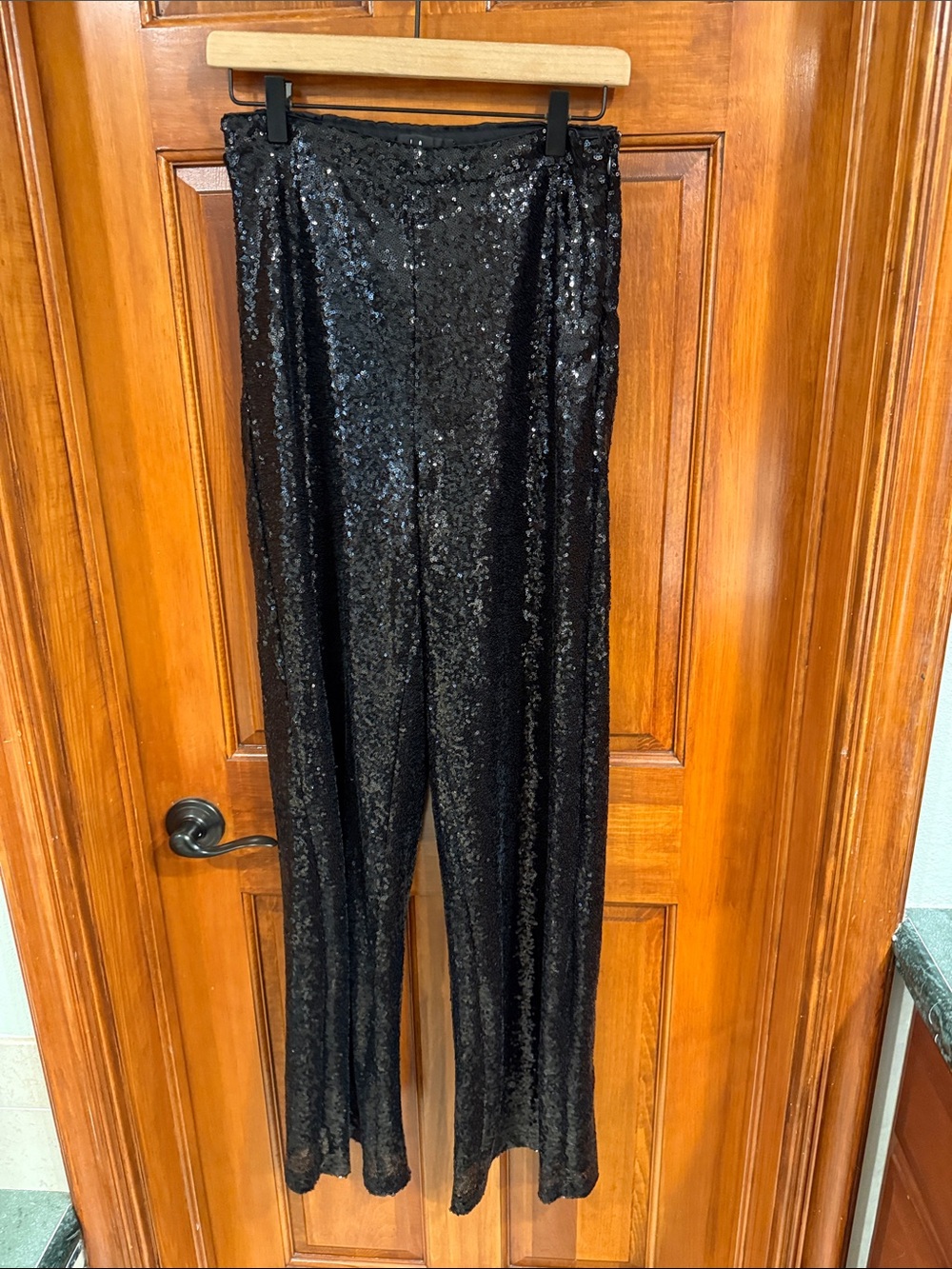Lulu's Black Sequin Cropped Cami & Wide-Leg Pants - Picture 4 of 8